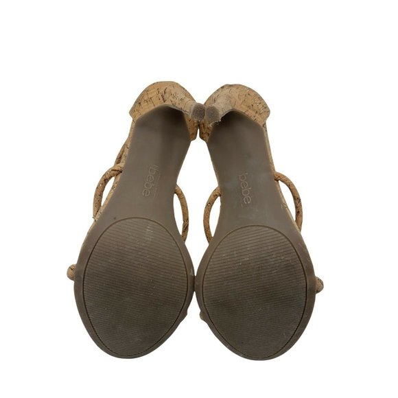 Bebe BERDINE Size 8.5 Glittery Cork Ankle Strap High Heels EUC - Picture 9 of 10